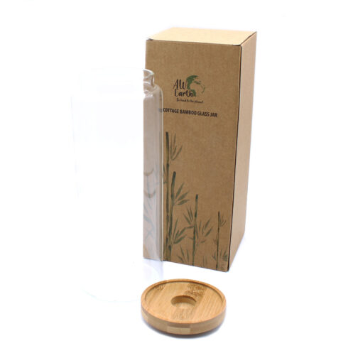 Cottage Bamboo Glass Jar - 20cm - Image 2