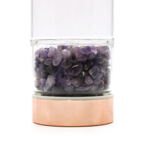 Crystal Glass Tea Infuser Bottle - Rose Gold - Amethyst - Image 2