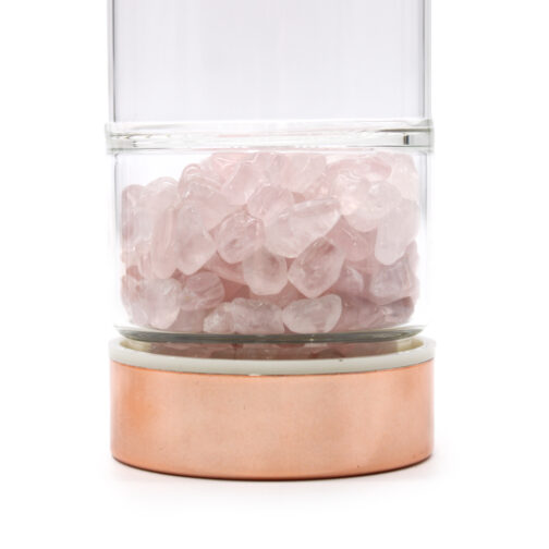 Crystal Glass Tea Infuser Bottle - Rose Gold - Rose Quartz - Image 2