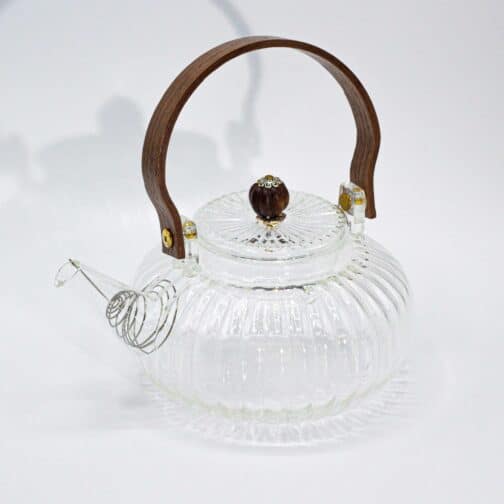 Glass Infuser Teapot - Clear Ribbed Pearl - 850ml - GTeaP12-2