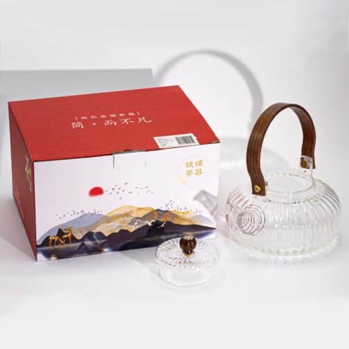 Glass Infuser Teapot - Clear Ribbed Pearl - 850ml - GTeaP12-3